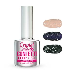 Crystal Nails Confetti Top Gel - White 4ml 