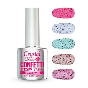Crystal Nails Confetti Top Gel - Black 4ml 