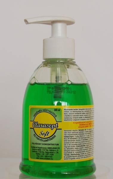 clarasept SOFT higiénikus kéztisztító és fertőtlenítőszer 300 ml pumpás fertőtlenítő 0